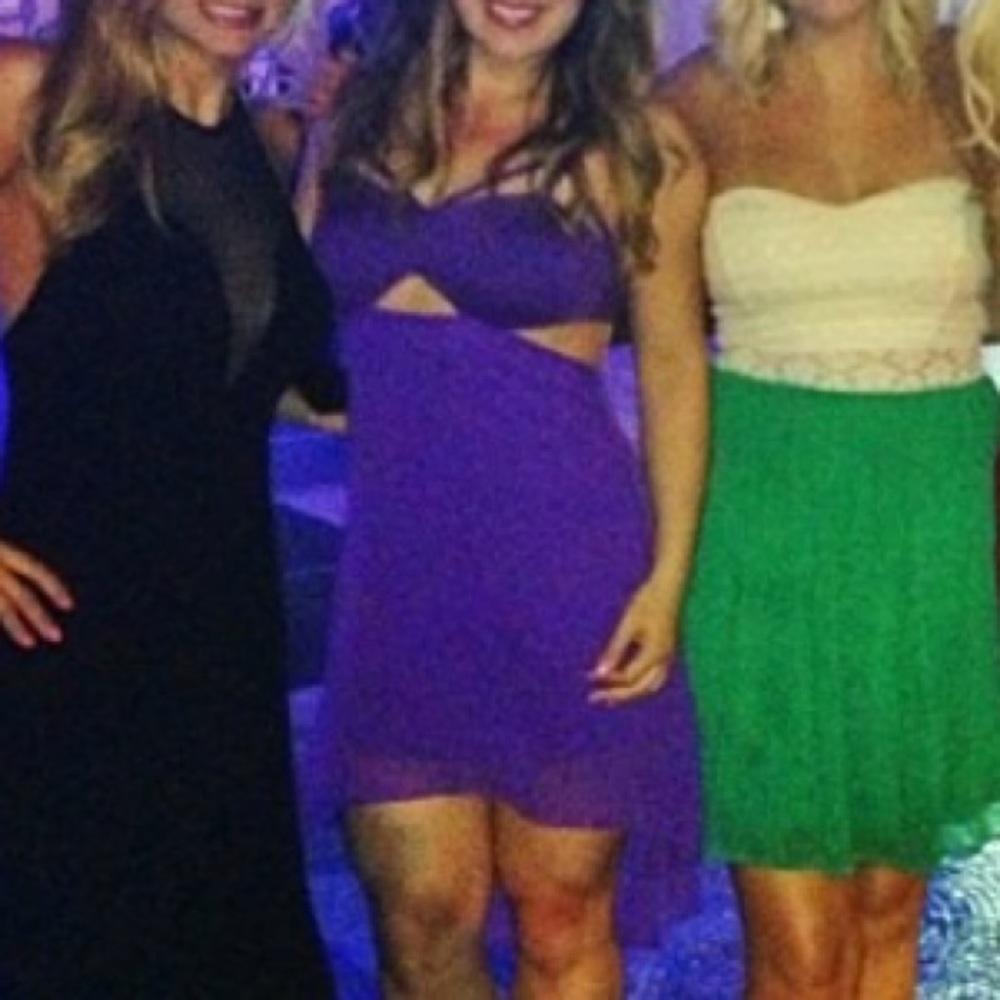 Purple high-low strappy cut-out dress- 7